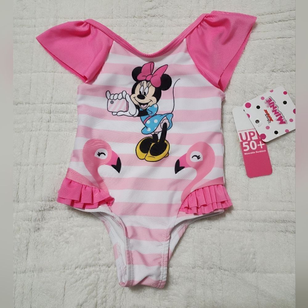 Minnie Mouse Baby and Toddler Girl One-PieceSwimsuit, Size 12M
